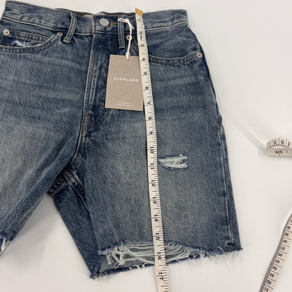Everlane The Rigid Way High Jean Shorts Womens Size 25 Button Fly Distressed - Picture 4 of 12